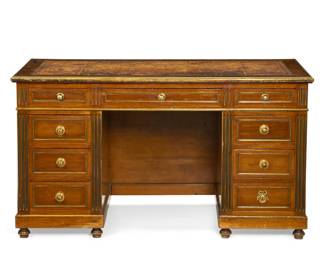 A Directoire style brass mounted mahogany pedestal desk
19th century