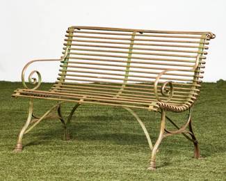 A French wrought iron garden bench
Arras
early 20th century