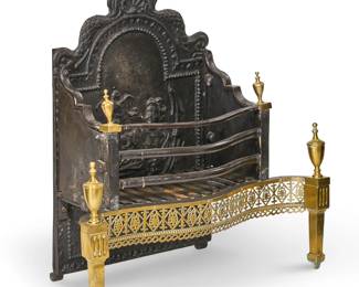 A George III cast iron and brass fire grate
late 18th century