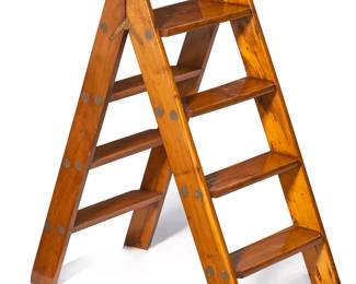 A set of English yewwood folding library steps
20th century