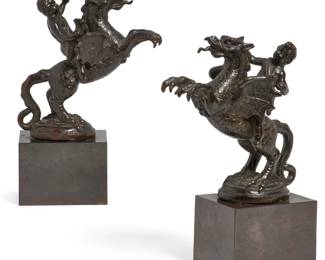 A pair of Italian Renaissance patinated bronze finials
circle of Niccolo Roccatagliata (1593-1636)
circa 1600