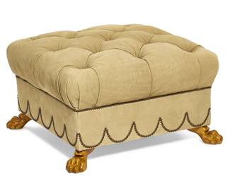 A George IV style close nailed tufted green suede upholstered ottoman
modern