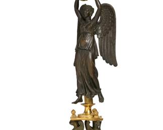 An Empire parcel gilt, patinated bronze, metalware and white marble centerpiece
early 19th century