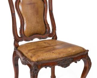 A Portuguese Rococo walnut side chair
mid 18th century