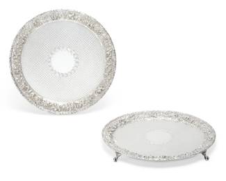 A pair of S. Kirk & Son sterling silver footed salvers
20th century