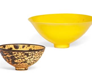 Two James Lovera (American, 1920-2015) studio glazed ceramic bowls
