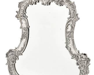 An Austrian 800 standard silver easel back table top mirror
maker's mark RO, Vienna
late 19th/early 20th century