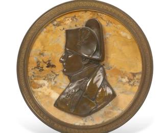 A French bronze and Siena marble relief portrait plaque of Napoleon Bonaparte
late 19th century