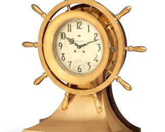 A large Chelsea Clock Co. brass ship’s wheel clock
early 20th century