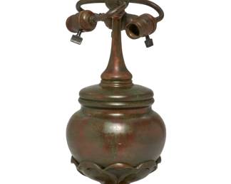 A Tiffany Studios patinated bronze Tobacco Leaf table lamp base
early 20th century