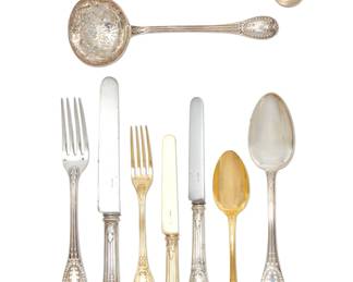 An extensive assembled French silver Louveciennes flatware service for eighteen
Maison Odiot, Paris
late 19th-20th century