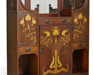A Scottish Arts & Crafts mahogany and marquetry side cabinet
in the manner of Charles Rennie Mackintosh
early 20th century