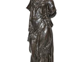 A Continental patinated bronze three quarter relief model of a Classical woman
19th century