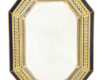 An Italian Neoclassical style gold painted cobalt blue and clear glass mirror
modern