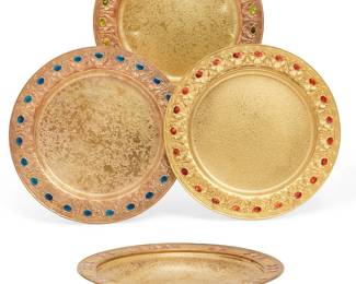 Four Tiffany Furnaces Favrile enameled bronze table wares
early 20th century