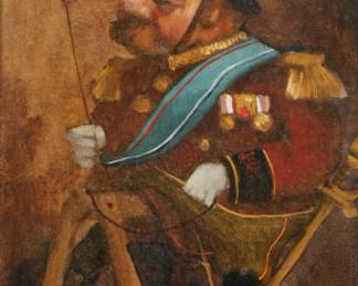 Military officer on sawhorse