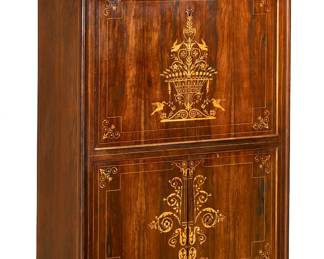 A Charles X inlaid hardwood and marquetry secrétaire à abattant
in the manner of Jacob-Desmalter
second quarter 19th century