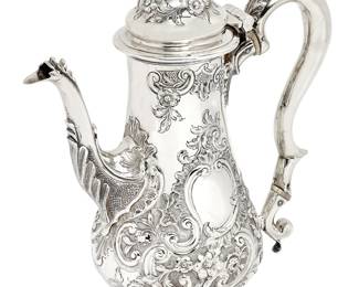 A George III sterling silver coffee pot
John King, London
1777