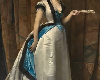 A life size full length portrait of a lady