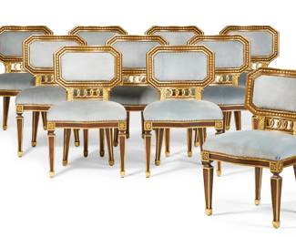 A set of ten Thomas W. Morgan parcel gilt Loire dining chairs
modern