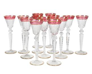 A set of thirteen Saint-Louis gilt heightened hock glasses in the Excellence pattern
modern