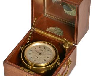 A Frodsham & Keen lacquered brass two day marine chronometer
numbered 2 over 1427
late 19th century