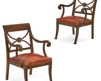 A pair of Regency mahogany armchairs
first quarter 19th century