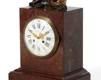 An Empire bronze mounted rouge griotte marble mantel clock
Robert Robin, Paris
early 19th century