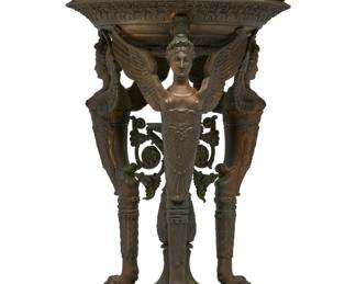 An Empire patinated bronze figural centerpiece bowl
early 19th century