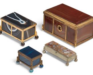 Four Continental metal mounted agate boxes
late 19th-20th century