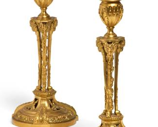 A pair of Restauration gilt bronze candlesticks
second quarter 19th century