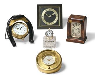 A group of five desk timepieces
20th century