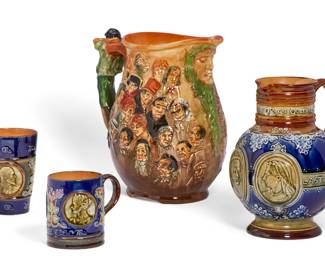 Four Royal Doulton commemorative glazed pottery items
early 20th century
