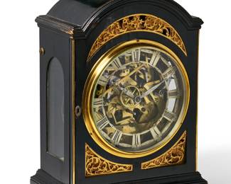 A George III quarter chiming brass mounted ebonized bracket clock
Ralph Gout, London
late 18th century with alterations