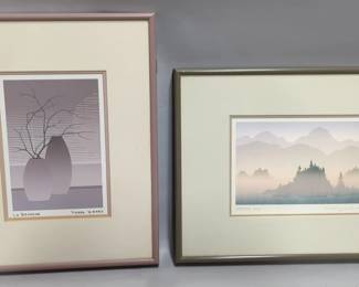 Contemporary Canadian Art Card Series Prints, Includes La Branche By Pierre Girard And Morning Sun By Peter And Traudl Markgraf, Both Framed Under Glass