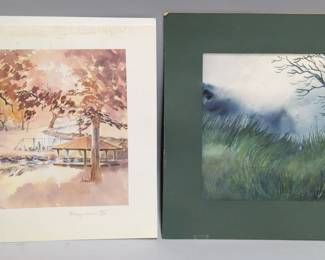 Katherine June Maygers (American, 1924-2016) Lincoln Park's Autumn Print, Signed And Numbered 76/200, And Original Painting Of Tree In Grassy Field By M. Shaheed