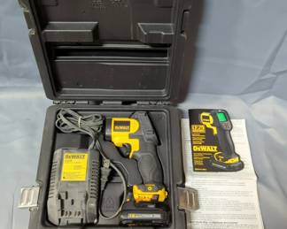 DeWalt DCT414 IR Thermometer, And DCB 100 Battery Charger, With Manual In DeWalt Case