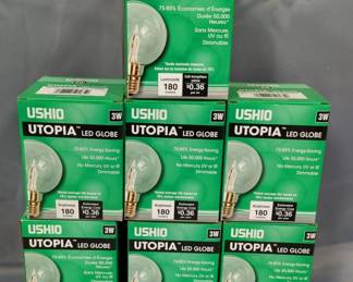 Ushio Utopia LED Globe Lights, 3W, 180 Lumens, Qty 7