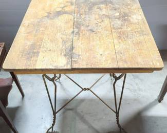 Wood Coffee Table With Metal table Legs, 27" L x 27" W x 30" H