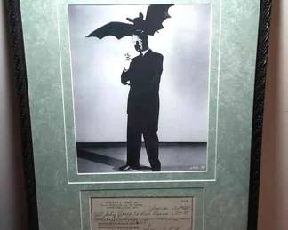 Framed Vincent Price Photo With Hand Signed Check