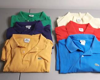 Six Lacoste Size 8 Shortsleeved Polos