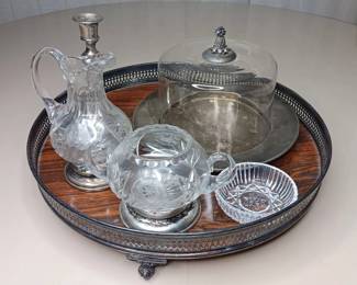 Vintage Crystal And Silver Plate Serving Ware