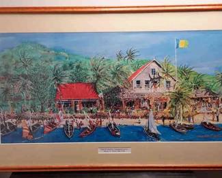 Sam McDowell Easter Regatta, Frangipani Hotel Framed Print.