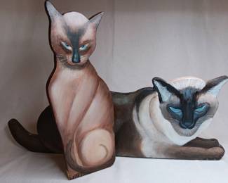 Wooden Siamese Cats