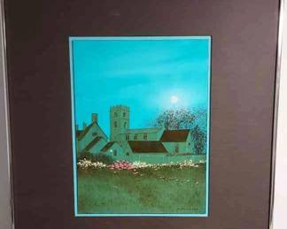 Framed Belltower Painting On Panel, Signed Stilson