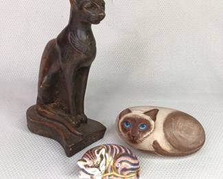 Artisan Feline Figurines Egyptian, Painted Rock, China