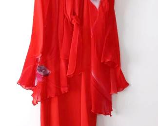  Yolanda Gown With Silk Shawl And Scarf