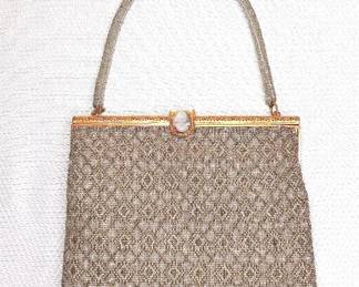 Vintage French Beaded Cameo Cutch Purse 