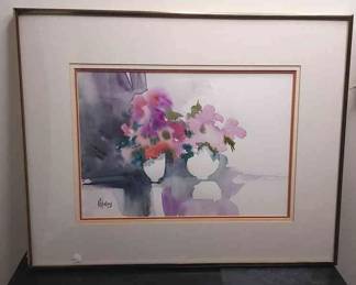 Nancy St Lawrence signed Framed Watercolor