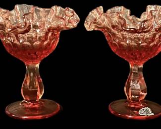 Fenton Pink Glass Compotes